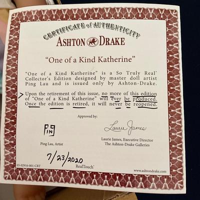 Ashton-Drake Galleries one of a kind "Katherine" Doll