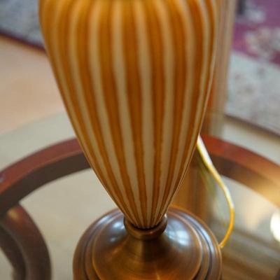 CONTEMPORARY STYLE GLASS PAINTED GOLD /WHT