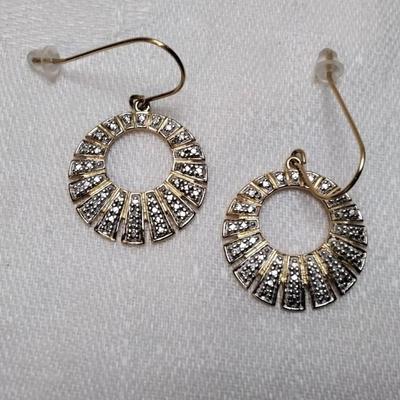 Vintage Ross Simons Diamond Gold Vermeil Earrings