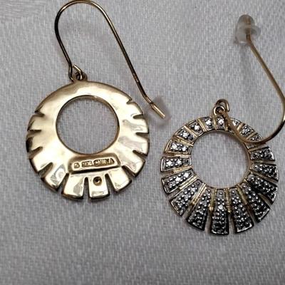 Vintage Ross Simons Diamond Gold Vermeil Earrings