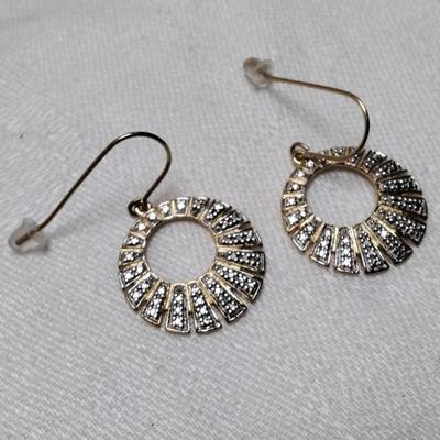 Vintage Ross Simons Diamond Gold Vermeil Earrings