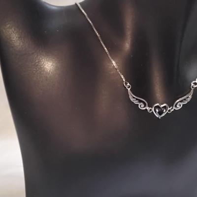 Vintage Heart Shaped Amethyst 925 16" Necklace