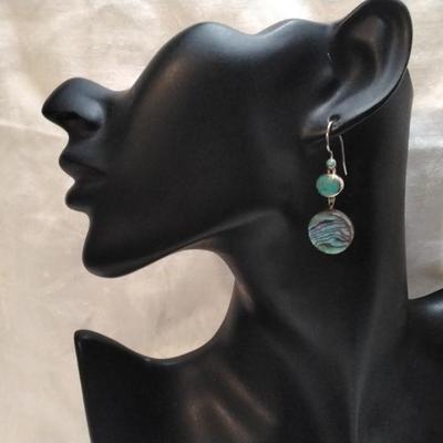 Vintage Paul Brackna Turquoise and Abalone 925 Earrings