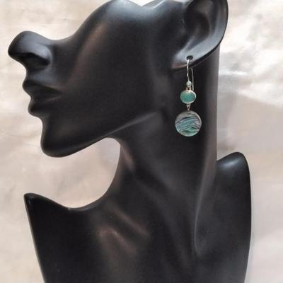 Vintage Paul Brackna Turquoise and Abalone 925 Earrings