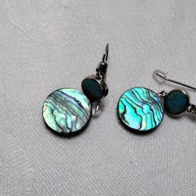 Vintage Paul Brackna Turquoise and Abalone 925 Earrings