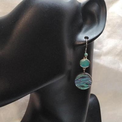 Vintage Paul Brackna Turquoise and Abalone 925 Earrings