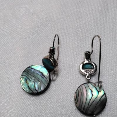 Vintage Paul Brackna Turquoise and Abalone 925 Earrings