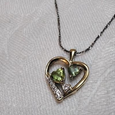 Peridot and Diamond Gold Vermeil 17" Necklace