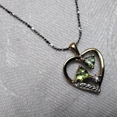 Peridot and Diamond Gold Vermeil 17" Necklace