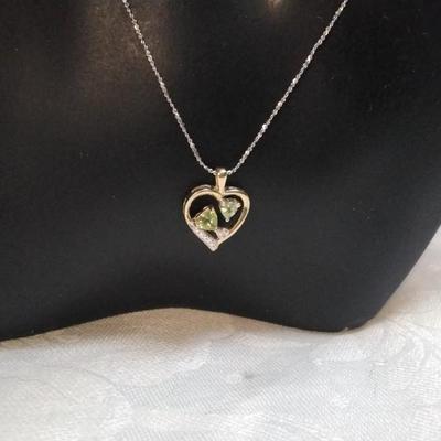 Peridot and Diamond Gold Vermeil 17" Necklace