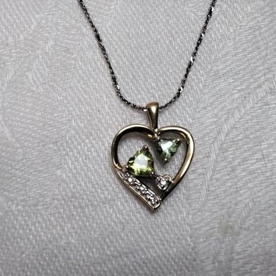 Peridot and Diamond Gold Vermeil 17" Necklace