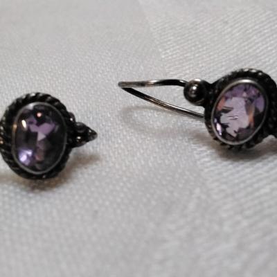 Antique Amethyst 925 Earrings