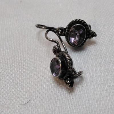 Antique Amethyst 925 Earrings