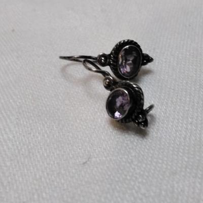 Antique Amethyst 925 Earrings