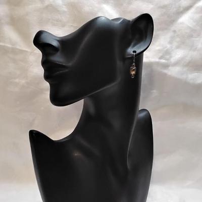 Antique Citrine and Amethyst 925 Earrings
