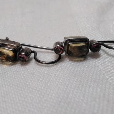 Antique Citrine and Amethyst 925 Earrings