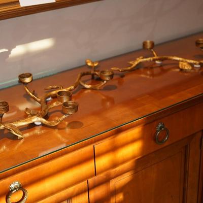 ATTRACTIVE WROUGHT METAL PAINTED GOLD TONE BRANCH CANDLEHOLDERS EXCELLENT DEORATIVE