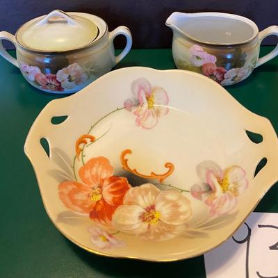 RS Germany Porcelain Handled Dish and Cream and Sugar