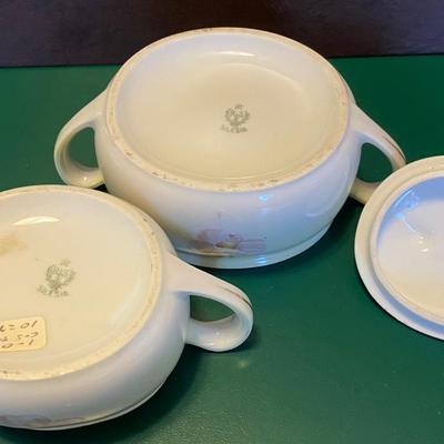 RS Germany Porcelain Handled Dish and Cream and Sugar
