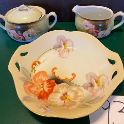 RS Germany Porcelain Handled Dish and Cream and Sugar