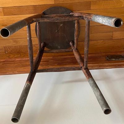 Vintage Stool with Steel Bottom Legs