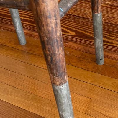 Vintage Stool with Steel Bottom Legs
