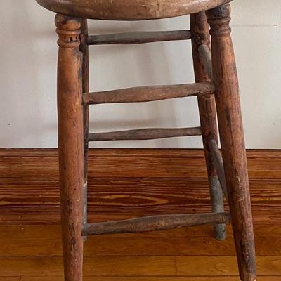 Vintage Stool with Steel Bottom Legs