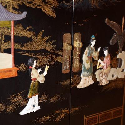 ASIAN DECORATIVE STYLE CABINET TWO DOOR