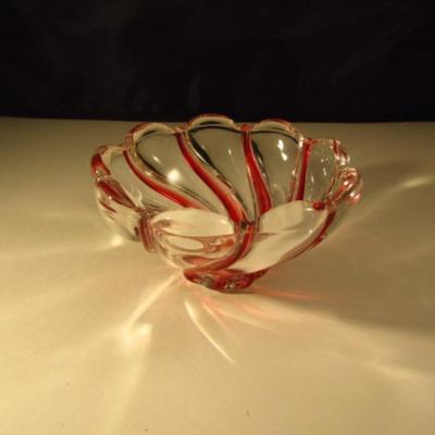 Mikasa Crystal Clear and Red Swirl Candy/Nut Bowl