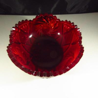 Westmoreland Ruby Red Glass Bowl with Saw Tooth Edge