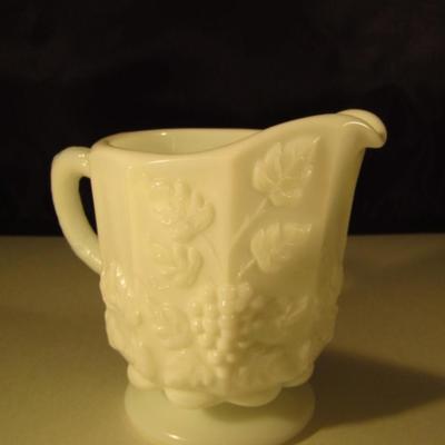 Westmoreland Milk Glass Creamer and Sugar Bowl with Lid