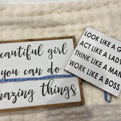 2 real wood signs girls