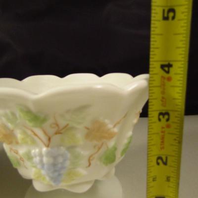 Westmoreland Milk Glass and Hand Painted Footed Dessert Cups (Pair)