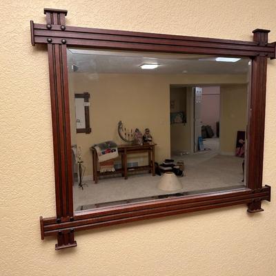 WALL HUNG MIRROR WITH WOOD FRAME