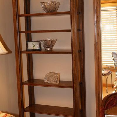 CONTEMPORARY STYLE OAK SIX SHELF UNIT/OPEN SIDES AND BACK