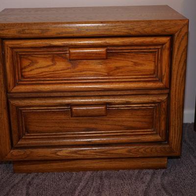 OAK END TABLES TWO DRAWER PLATFORM BASE-PAIR