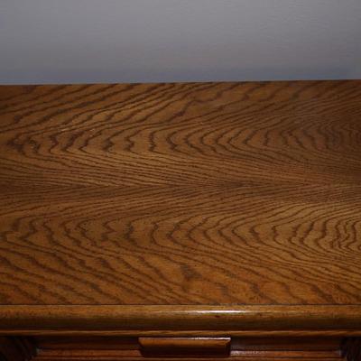 OAK END TABLES TWO DRAWER PLATFORM BASE-PAIR