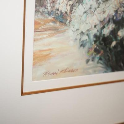 LARGE GARDEN PRINT EXCEPTIONAL FRAMING/COLORFUL GARDEN AND TERRACE