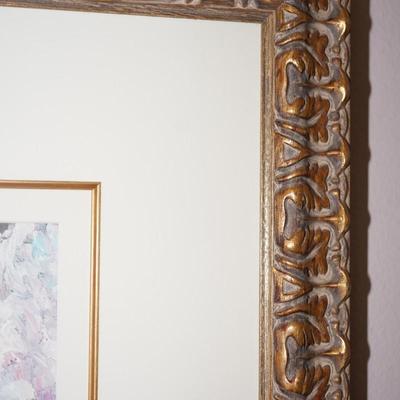 LARGE GARDEN PRINT EXCEPTIONAL FRAMING/COLORFUL GARDEN AND TERRACE