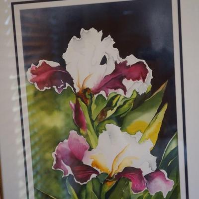 ORGINAL WATER COLOR OF IRIS'S BY ELLEN MORGAN FRAMED