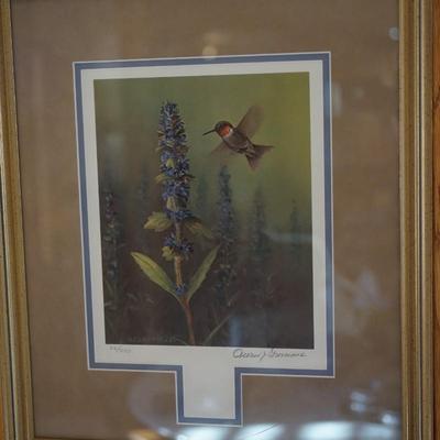 SIGNED OWEN GROMME "HUMMINGBIRD" QUALITY MATT AND FRAMED