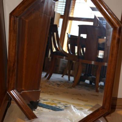 OCTAGON WOOD FRAMED BEVEVELED WALL MIRROR