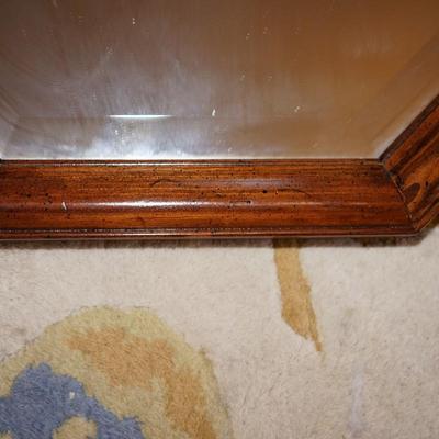 OCTAGON WOOD FRAMED BEVEVELED WALL MIRROR