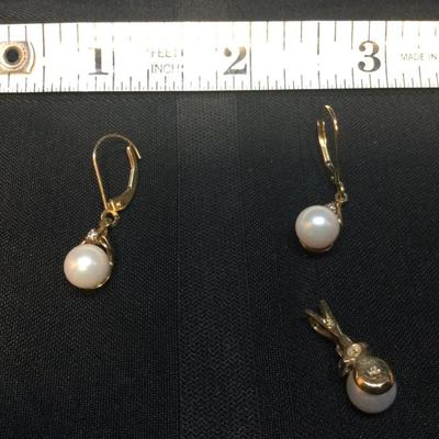 14K Pearl Earrings & Pendant Set