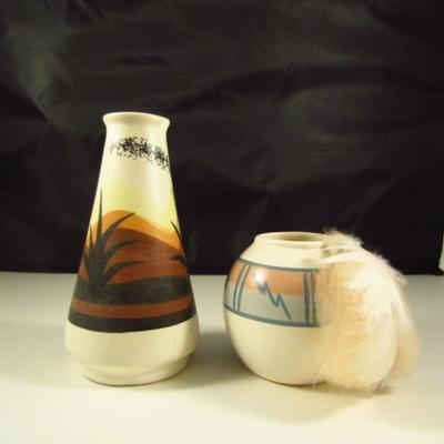 Two Acoma Pottery Vases (Signed)