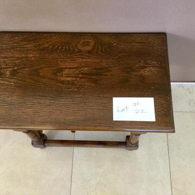 Vintage small wood Ethan Allen table with storage