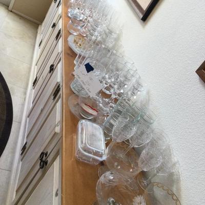 Huge mixed lot clear glass & crystal over 100 pieces !
