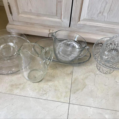 Huge mixed lot clear glass & crystal over 100 pieces !