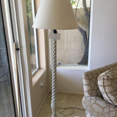 Tall White standing Lamp Twisted Base