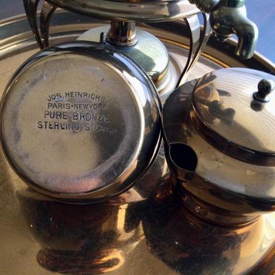 Antique Jos. Heinrich’s Bronze / Sterling Coffee Urn Percolator Samovar